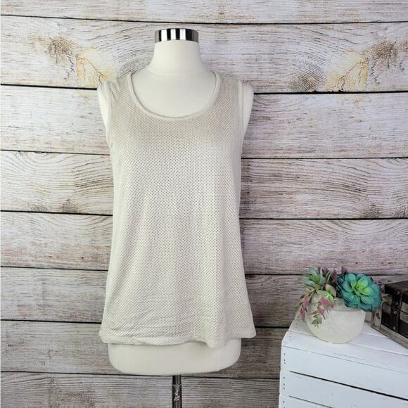 NWT Melanie Lyne Athleisure Perforated Front Detail Cream Tank Top‎ Small - Picture 1 of 7